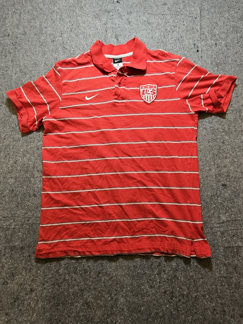 Nike Vintage Y2k Usmnt USA Men's Soccer Football Golf Polo Shirt Red Size Large